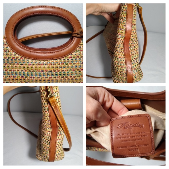 Fossil Purse Colorful Wicker Design Leather Trim - Picture 4 of 7